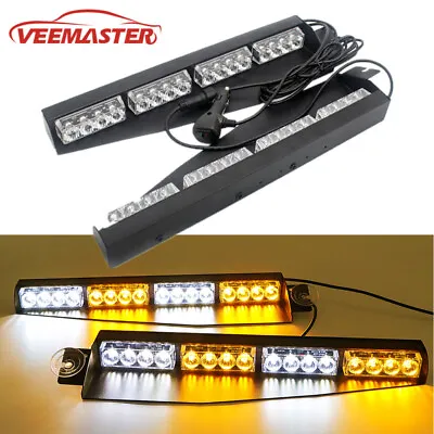 34  32 LED Visor Mount Dash Strobe Light Bar Windshield Emergency Warning Lights • $73.99