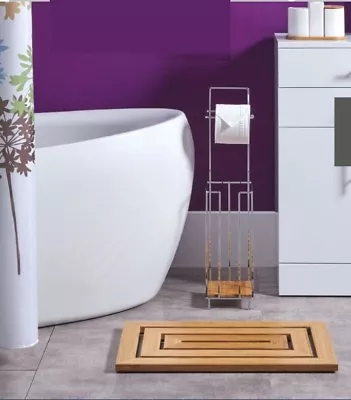 £14.90 • Buy Duck Board Wooden Bamboo Wood Bathroom Luxury Rectangular Shower Bath Mat Modern