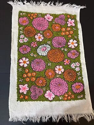 Vintage Dish Towel Tea Towel Flowers Power Pink Orange Green 23x15 • $12