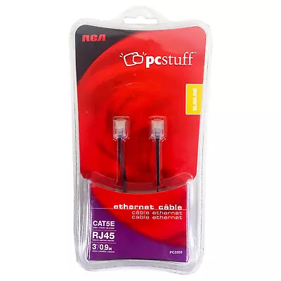 RCA Pcstuff Slimline Ethernet Cable CAT5E RJ45 3 Feet (0.9m) PC3203 *SEALED* • $4.99