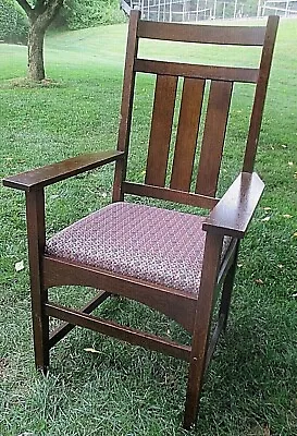 $646.35 • Buy STICKLEY BROS Oak Arm Chair Vertical Slats Back ORIG COND NJ Pickup