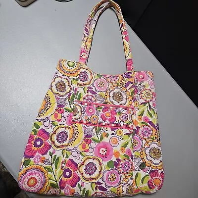 Vera Bradley~ Clementine Large Tote / Shoulder Bag~ Floral Pink/Green/Yellow • $18.99