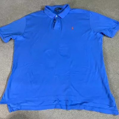 Ralph Lauren Polo Shirt Mens 2XL XXL Blue Short Sleeve Logo Casual Cotton • $25.90