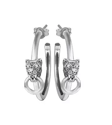 Panther Earrings Art Deco Style 925 Silver English Hallmarks Set With Marcasite • £155.82