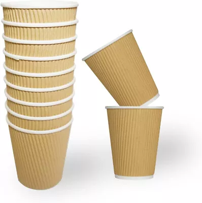 Disposable Coffee Cups Paper Cups Kraft Cups For Hot Cold Drink Double Wall 8oz • £3