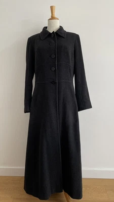 £85 • Buy Vintage Laura Ashley Wool Cashmere Long Maxi Black Coat Sz 14 Riding Gothic