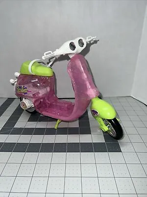 Vintage 1997 Barbie Scooter Clear Pink Glitter Green Motor Bike Vehicle Toy • $10