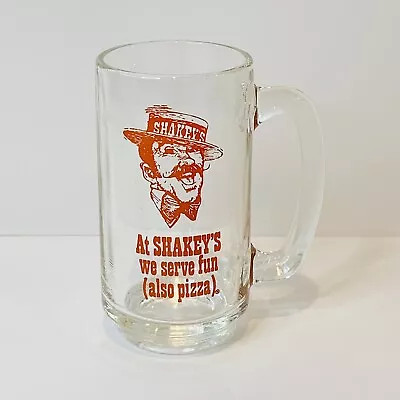 Vintage 80s Shakey’s Pizza Parlor Glass Mug We Serve Fun Red Logo • $20.40