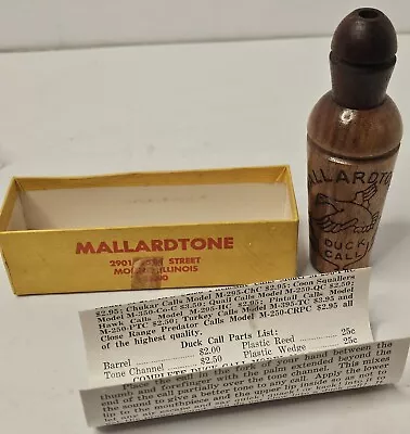 Vintage MALLARDTONE 4 3/4  Wooden Yellow Wedge Duck CALL Box And Instr Sm4 5 • $39