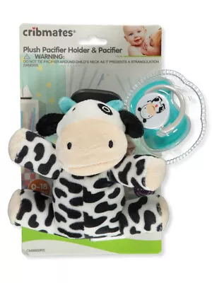 Cribmates Cow Plush Pacifier Holder With Pacifier - White/black One Size • $9.99