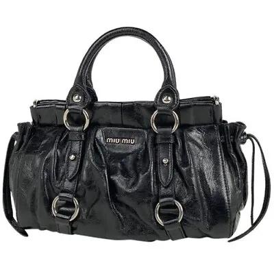 $245.75 • Buy Miu Miu VITELLO LUX RN0647 Women's Leather Handbag,Shoulder Bag Black BF520493