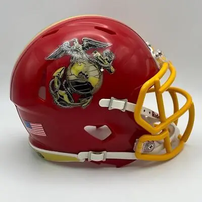 US Marines CUSTOM Red Shell - Gold Facemask Mini Football Helmet • $65