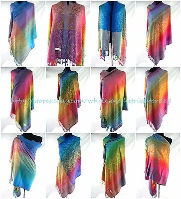 5pcs Rainbow Paisley Flower  Pashmina Scarf Neck Warmer Winter • $46.99