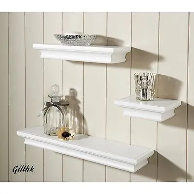 £19.99 • Buy Shabby Chic Set Of 3 Wall Floating Shelves Available In White And Black