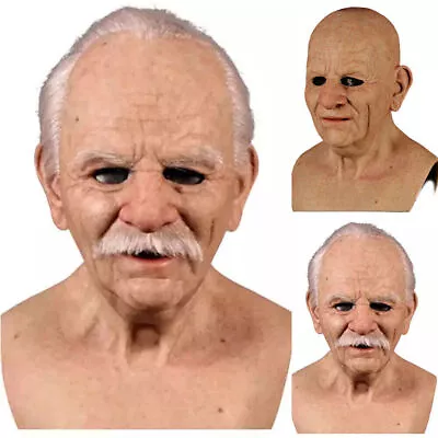 Spooky Old Man Mask Latex Halloween Cosplay Party Realistic Full Face Mask Prop • $21.84