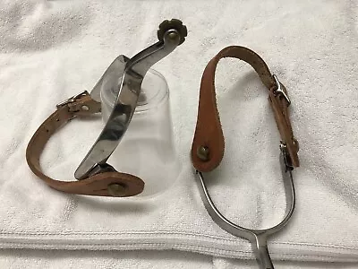 4 Vintage Cowboy Spurs With Leather Straps. • $79.99