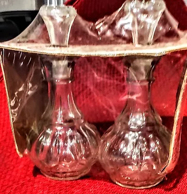 VINTAGE 1960s GLASS DECANTER CROUETTE SET - NEW IN BOX • $25