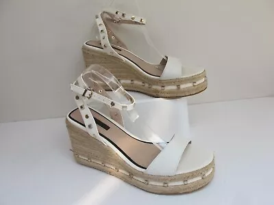 Size 8 /41 Miss Selfridge White Sandals Wedge Heel / Platform VGC • £17.50