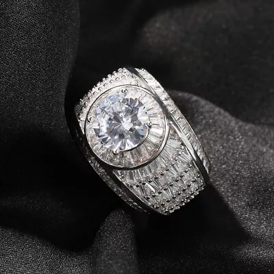 Hip Hop Rock Sugar Crystal Casting Ring 18K Real Gold Plated Mens Finger Ring • $33.29