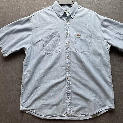 Vintage Carhartt Chambray Short Sleeve Adult Size XXL Button Down Shirt Workwear • $14.98