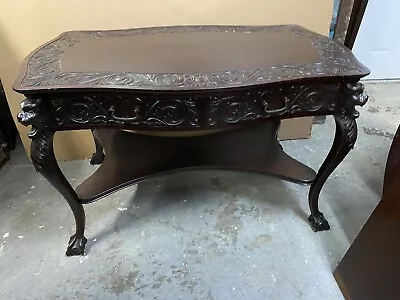 R. J. Horner Mahogany Carved Grffin Library Table • $2895