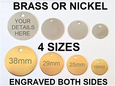 £2.45 • Buy ENGRAVED PET TAGS - Personalised Id Dog Cat Tag Brass Name Small Large Identity