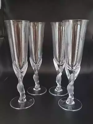 6 X Igor Carl Faberge Kissing Doves Vintage Crystal Glass Champagne Flutes FULL • $429.39