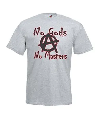 Unisex Grey No Gods No Masters Human Equality Anarchy T-Shirt • £12.95