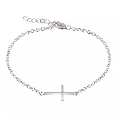 Sterling Silver Sideways Cross Charm Bracelet  • $19.99