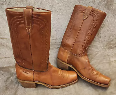 Vintage Dingo Square Toe Boots Womens 8.5 D Leather Western Riding Work QwikShip • $59.98