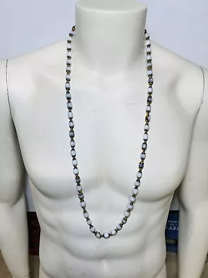 Vintage Venetian Yellow White & Black Chevron African Trade Beads 62 Beautiful • $154.97