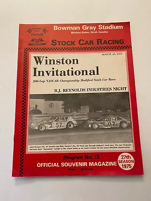 K3) Stock Car Racing NASCAR Winston Invitational August 23 1975 Winston Salem NC • $19.95