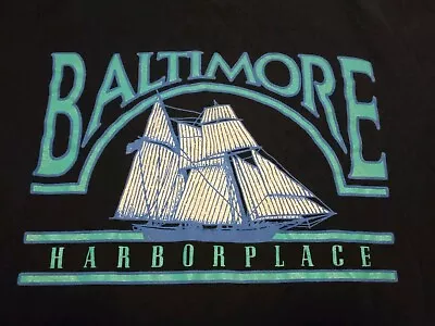 Vtg Baltimore Harbor Place Shirt Adult M 38-40 BLACK USA Made Short Sleeve • $14.95