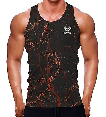 £16.87 • Buy Cracked Rust Marble Tank Vest Men Gym Wear Top BODYBUILDING TANK Muscle Fitted