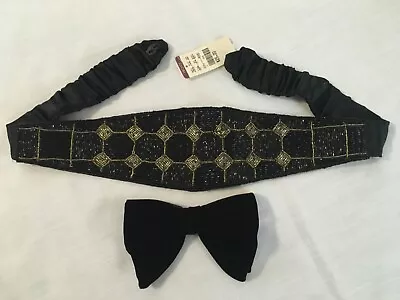 NWT Carla Marchi Sz M/L Black Beaded Cummerbund And Bow Tie • $8