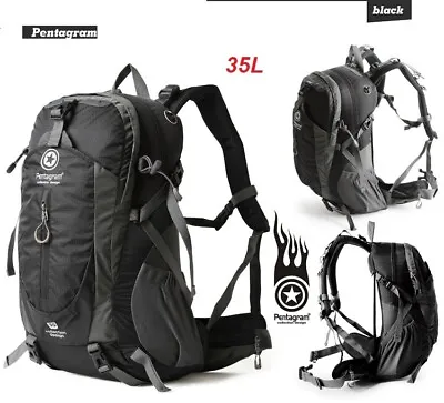 PENTAGRAM 35L Hiking Backpack With Waist Harness And Raincover BLACK • $69.95