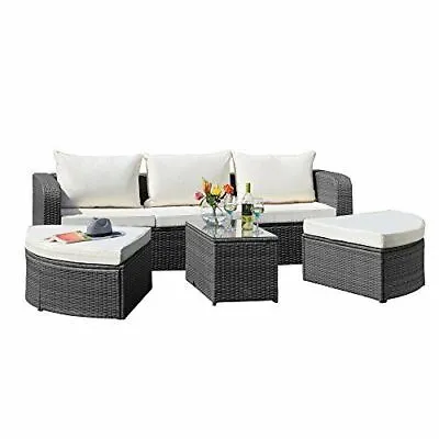 Garden Life Outdoor Rattan Furniture 5pc Patio Sofa Day Bed Chair Table Set NEW • £649.99