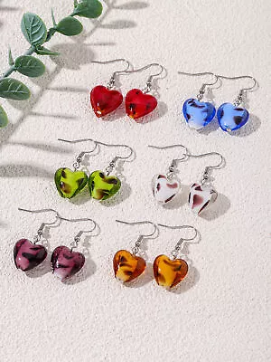 Wholesale Lot 18Pairs Dot Heart Murano Glass Bead Silver Plated Earrings • $11.99