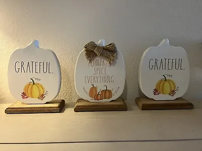 Rae Dunn Pumpkin Spice Everything Grateful Thanksgiving Decor Wood Metal 8” • $16.99