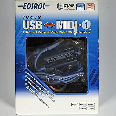 Edirol UM-1X USB To Midi Interface | Used | Complete In Box W/ Manual & Disc • $39.95