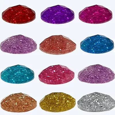 35 LARGE 8mm GLITTER GEM STICKERS SET 3D Stick On Rhinestone Diamante Flat Back • £2.78