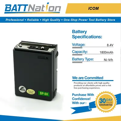 8.4V 1800mAh NiMh Battery For Icom BP-8 BP-8H IC-M12 IC-2AT IC-2GAT IC-3AT • $25.45