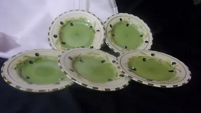 [lot Of 5] -HD Designs Green Olive- Black OLIVES 8.5  Salad Plates • $20