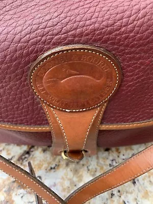 DOONEY & BOURKE All Weather Leather Red-Maroon & British Tan X Body Saddle Bag • $44.95