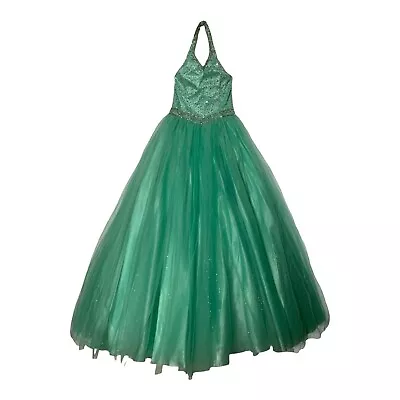Sugar  Mint Green Girls Formal Pageant Full Length Dress Size 12 • $75