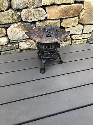 Pagoda Oriental Tealight Candle Holder Cast Iron Decorative Lamp Garden • £35