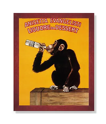 Monkey Liquor Drink Vintage Poster Ad Wall Picture Cherry Framed Art Print • $64.80