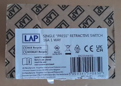 NEW & UNUSED Single Press Retractive Switch 16a 1 Way LAP IP66 Grey (box Opened) • £2.99