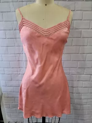 100% Silk Victoria’s Secret Chemise Slip Dress Illusion Small Nightgown Peach • $25