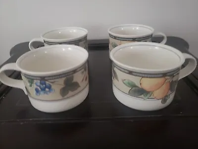 4 Mikasa Intaglio Garden Harvest Coffee Tea Mugs Cups 2 1/4  Tall CAC29 GUC • $9.99